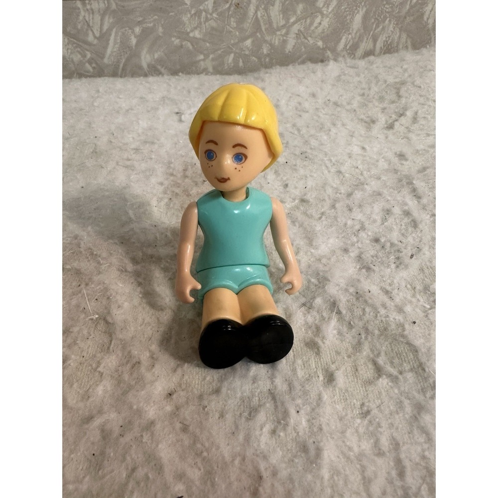 Little Tikes Vintage Dollhouse Size Figure Blonde Hair Blue Outfit - Picture 2 of 2